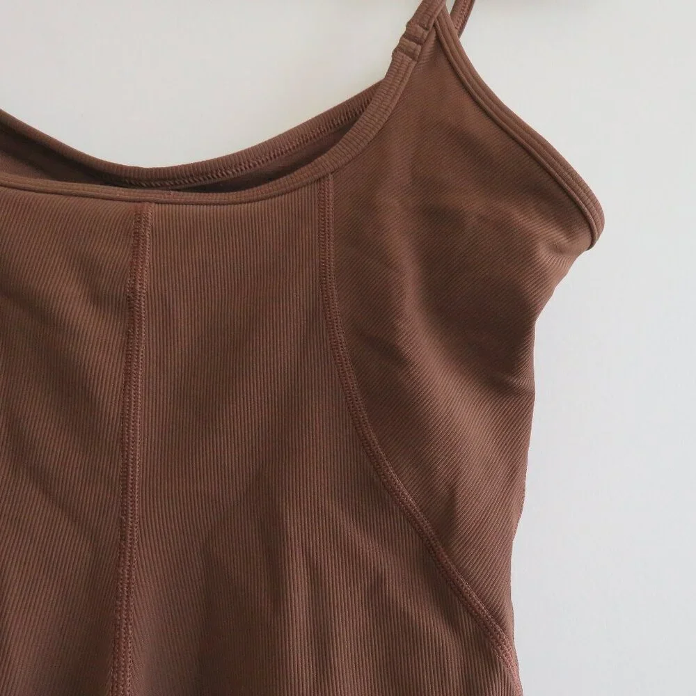 LULULEMON Ribbed Contoured Unitard 6" in Java Neutral Athleisure - Size US 6 - Picture 13 of 16
